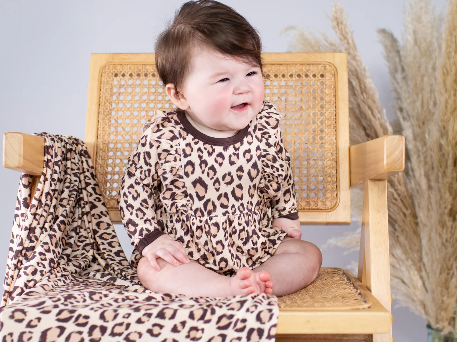 Goosies Long Sleeve Flutter Bubble Romper - Classic Leopard