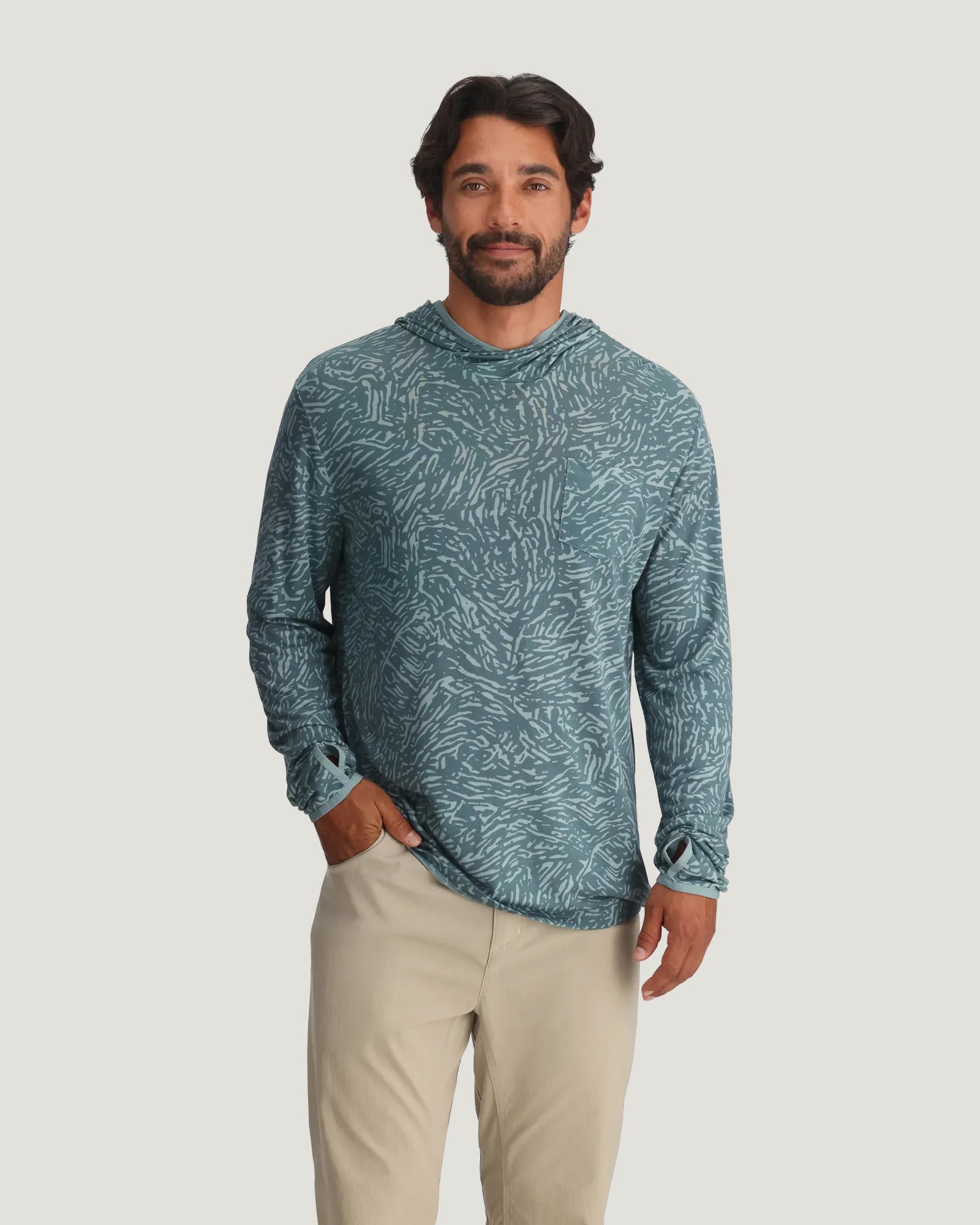 Free Fly Men's Bamboo Lightweight Hoodie | Tidal Flow Print Stormy Sea
