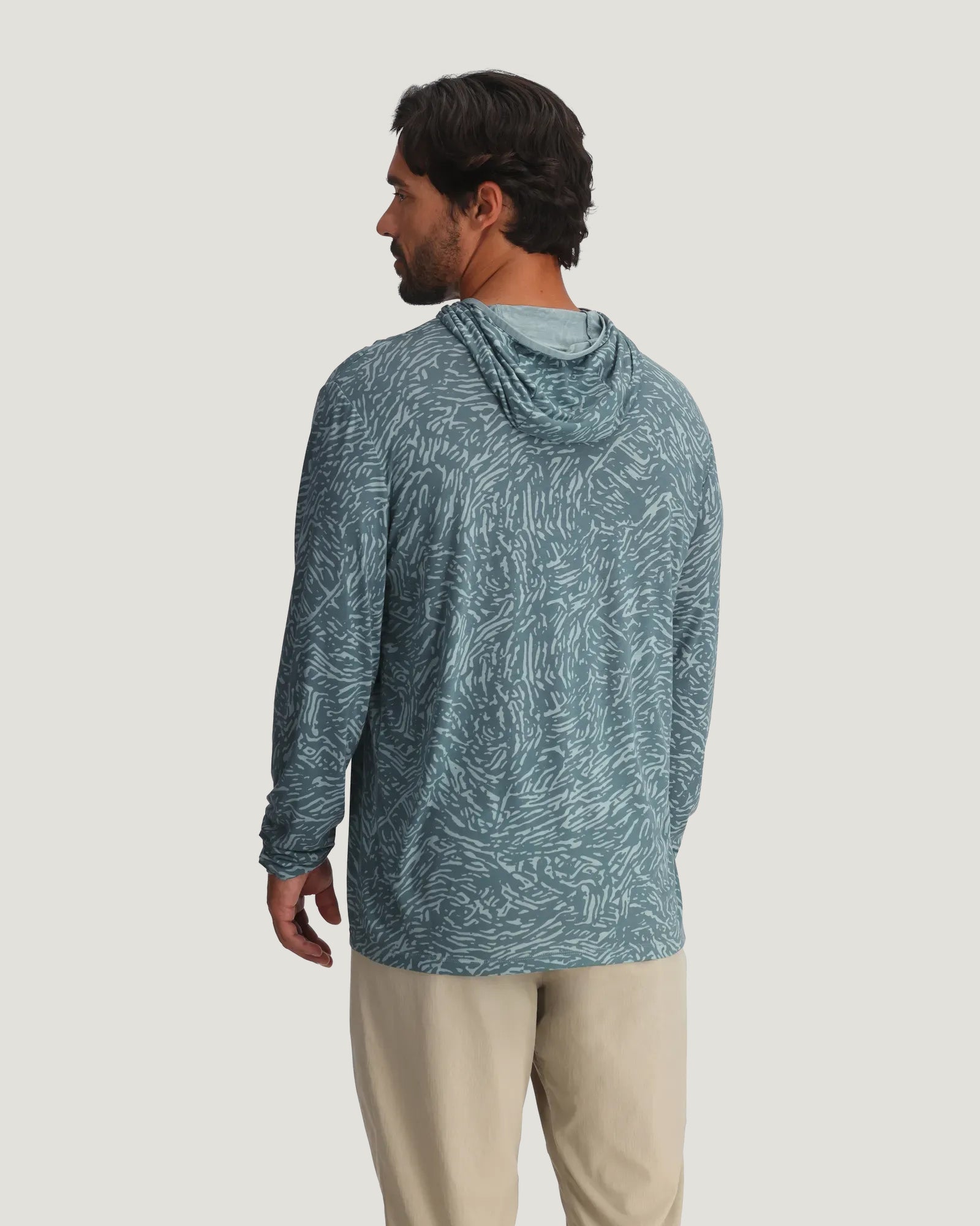 Free Fly Men's Bamboo Lightweight Hoodie | Tidal Flow Print Stormy Sea