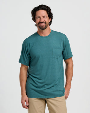 Free Fly Men's Bamboo Flex Pocket Tee | Heather Sea Pine