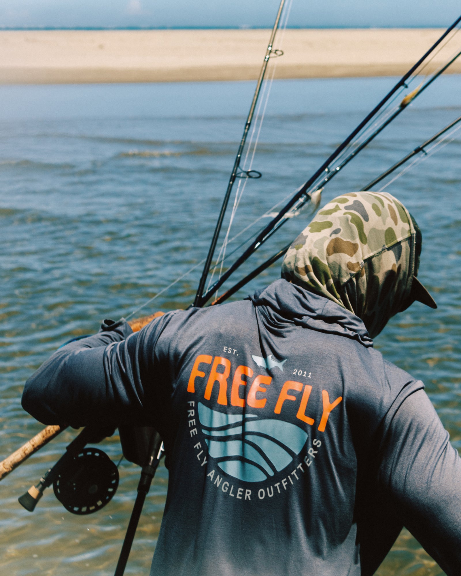Free Fly Men's Bamboo Lightweight Graphic Hoodie | Blue Edge Storm Cloud