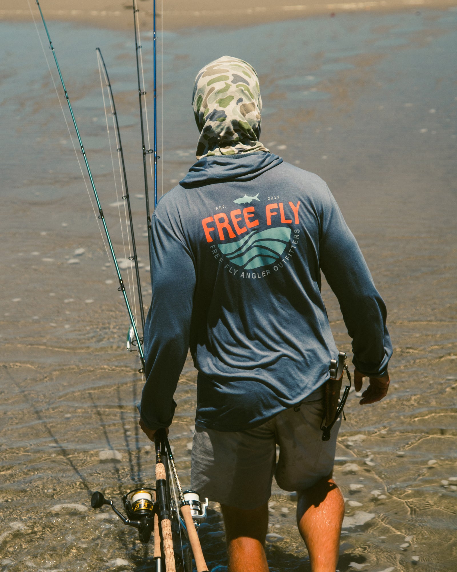 Free Fly Men's Bamboo Lightweight Graphic Hoodie | Blue Edge Storm Cloud