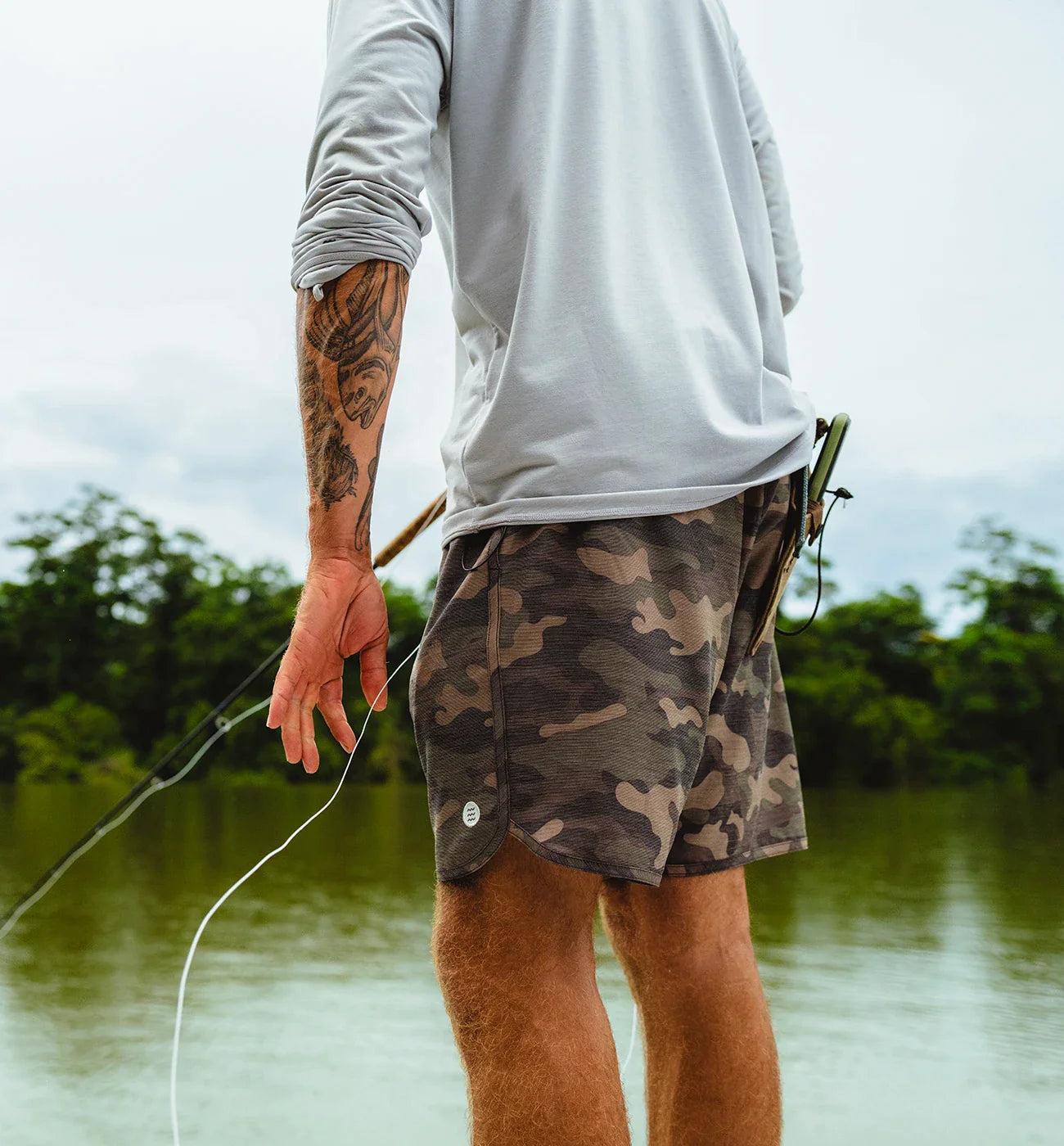 Free Fly Men's Reverb Short | Woodland Camo Print