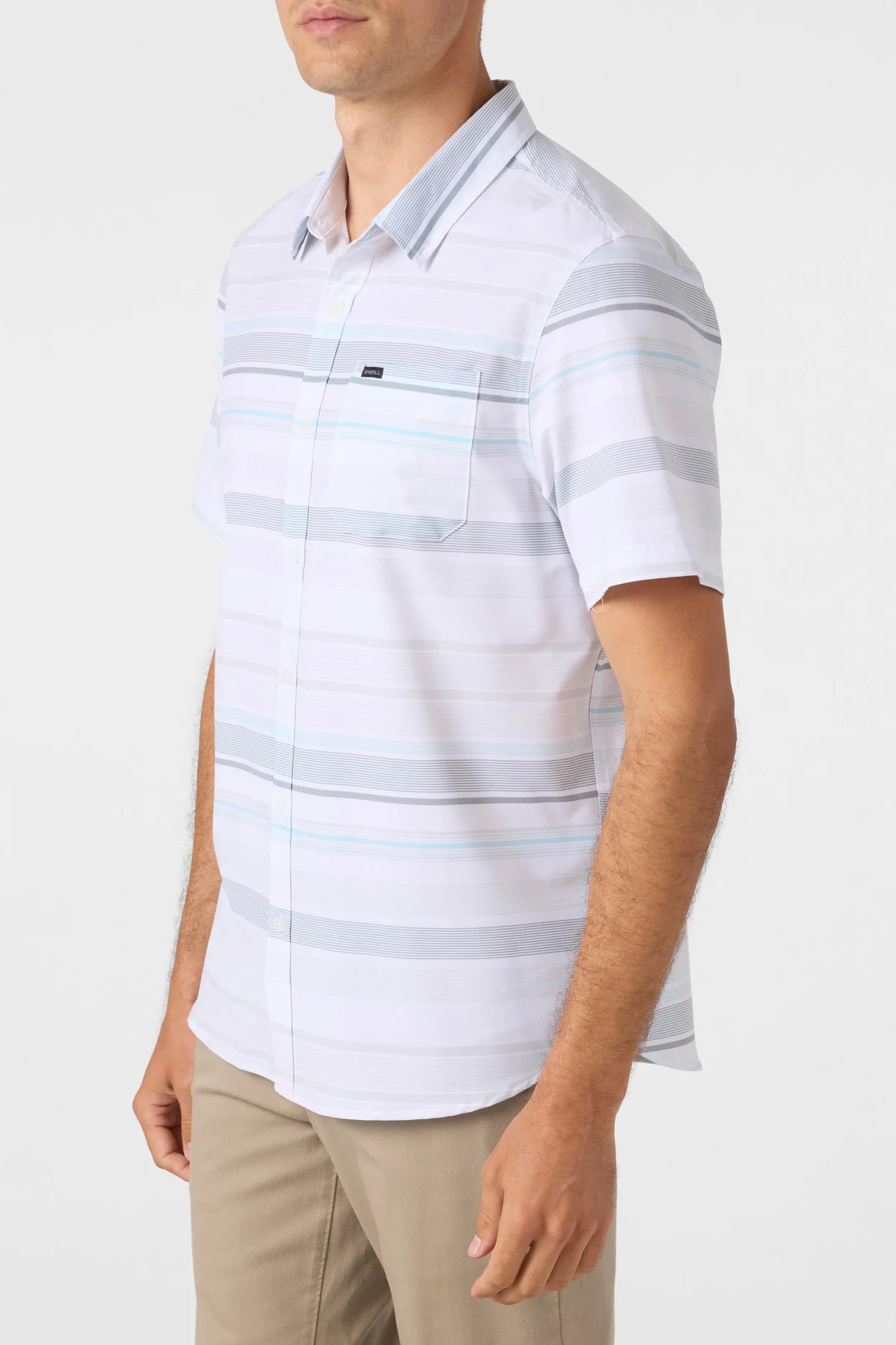 O'Neill TRVLR UPF Traverse Stripe Relaxed Fit Shirt | White