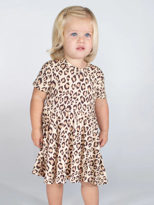 Goosies Short Sleeve Pocket Dress - Classic Leopard