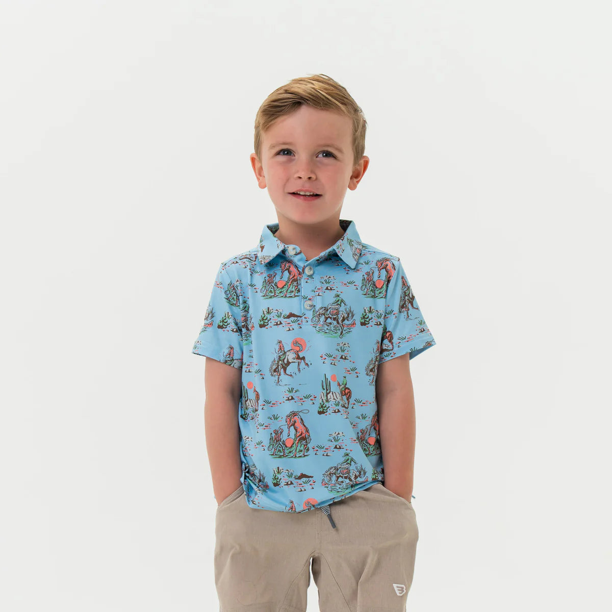 Burlebo Youth & Toddler Polo - Cowboy Up - Blue