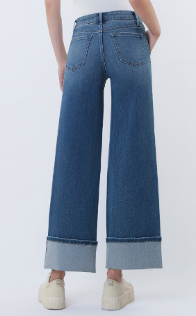 Olivia High Rise Slant Pocket Cuffed Denim