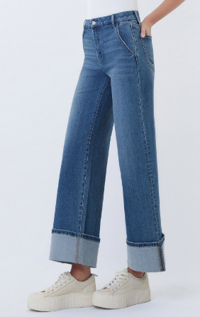 Olivia High Rise Slant Pocket Cuffed Denim