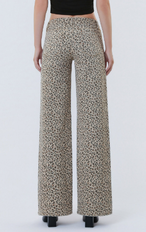 Vervet Mid Rise Wide Leg Animal Print Denim