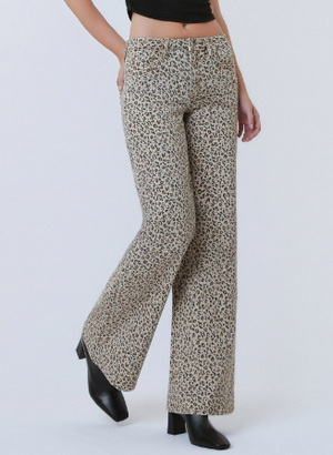 Vervet Mid Rise Wide Leg Animal Print Denim