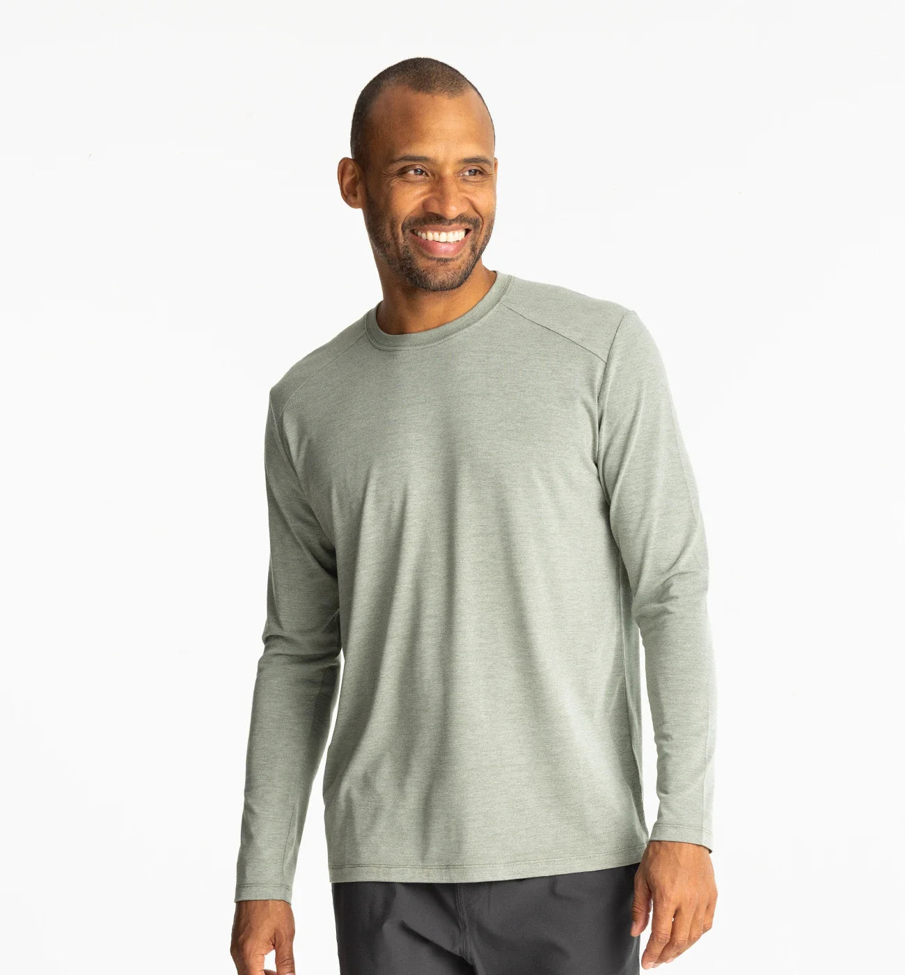 Free Fly Men's Bamboo Shade Long Sleeve | Heather Agave Green