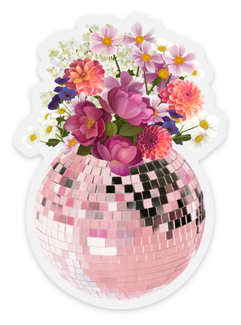 Clear Disco Ball Bouquet Sticker