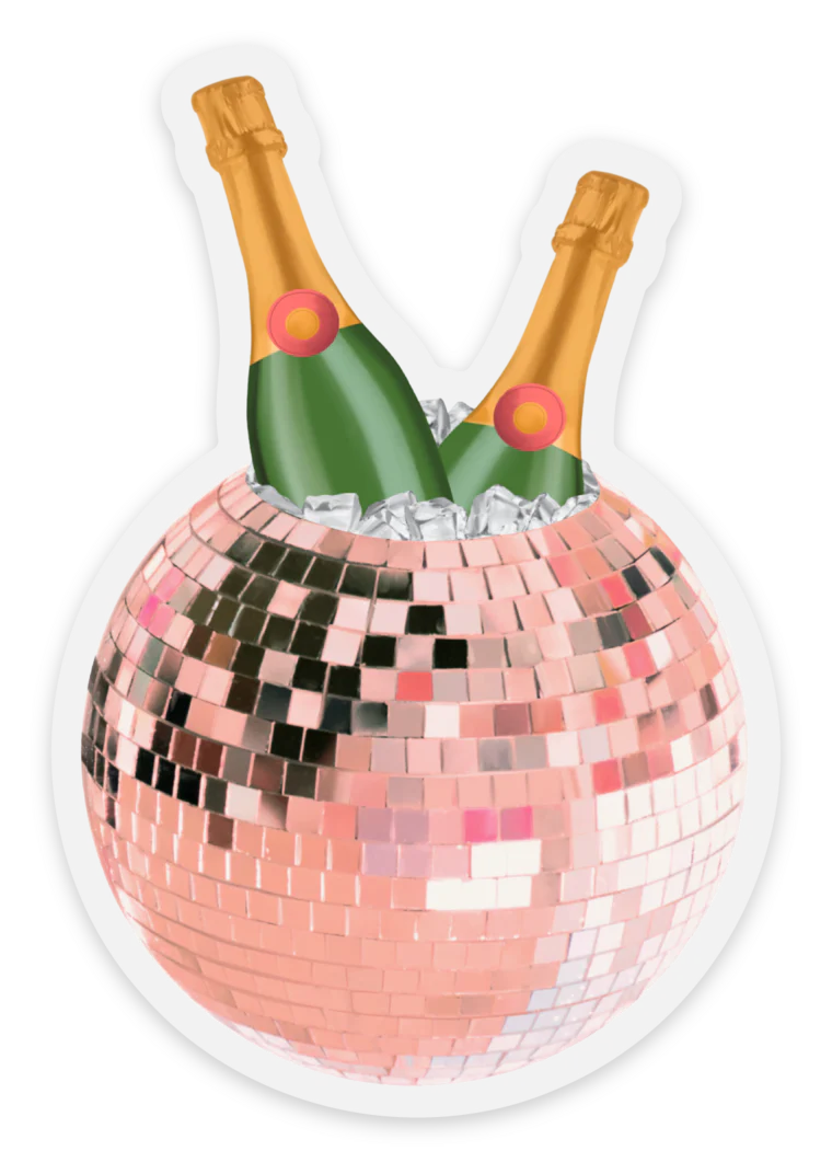 Clear Disco Ball Champagne Sticker