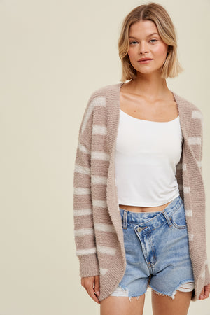 Striped Brushed Cardigan