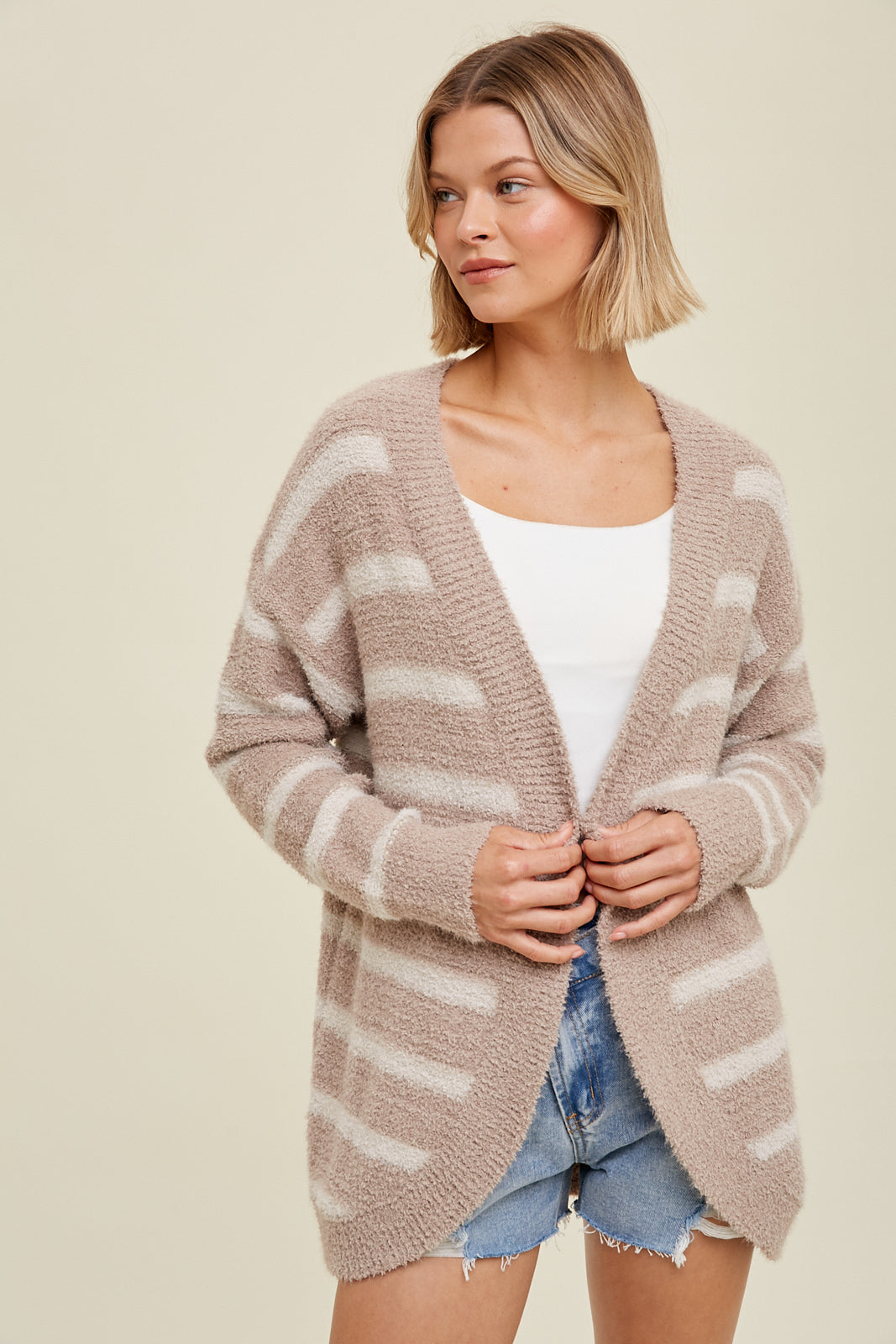 Striped Brushed Cardigan