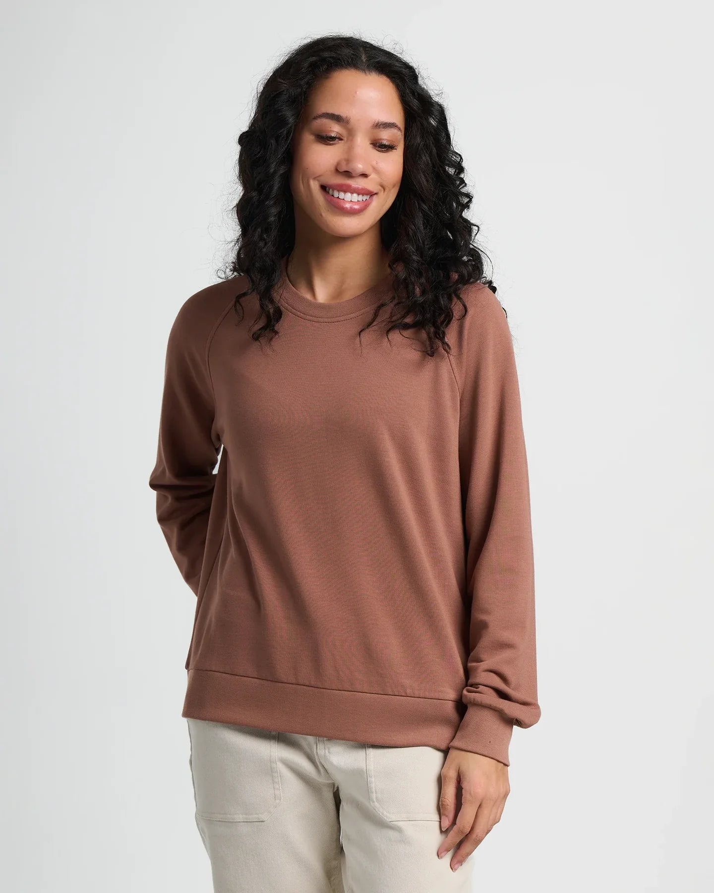 Free Fly Women's Bamboo Lightweight Fleece Crew | Nutmeg