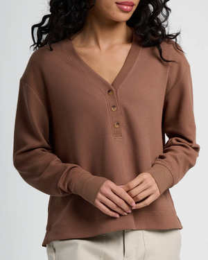 Free Fly Women's Waffle Long Sleeve Henley | Nutmeg
