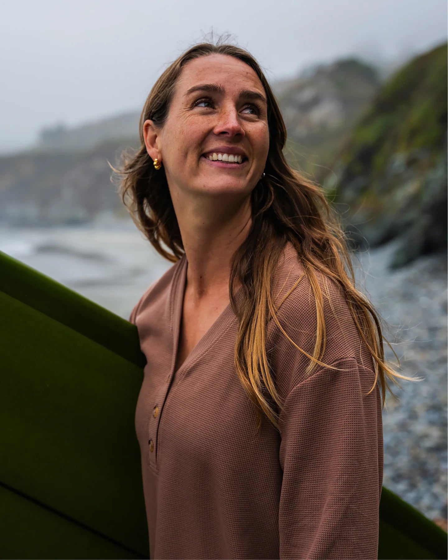 Free Fly Women's Waffle Long Sleeve Henley | Nutmeg