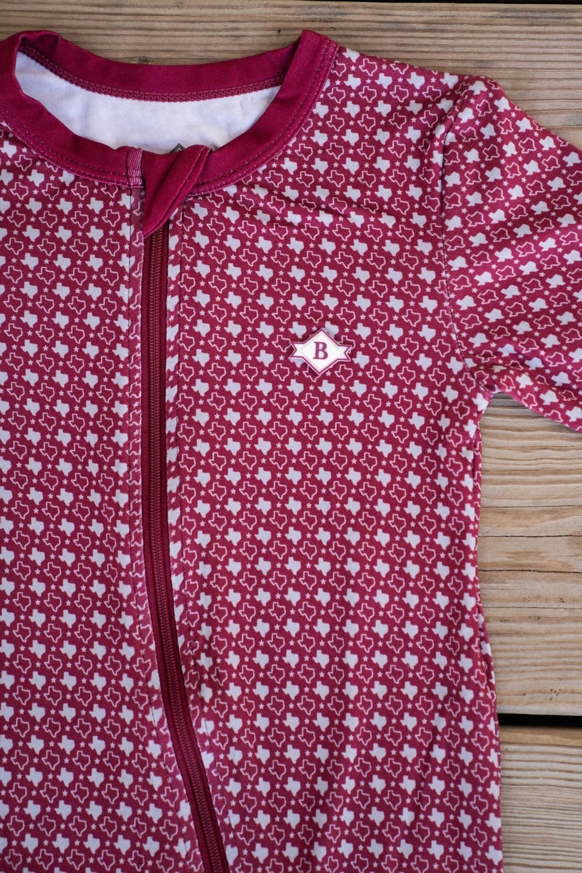 Burlebo Baby Zip Up | Texas - Maroon & Grey