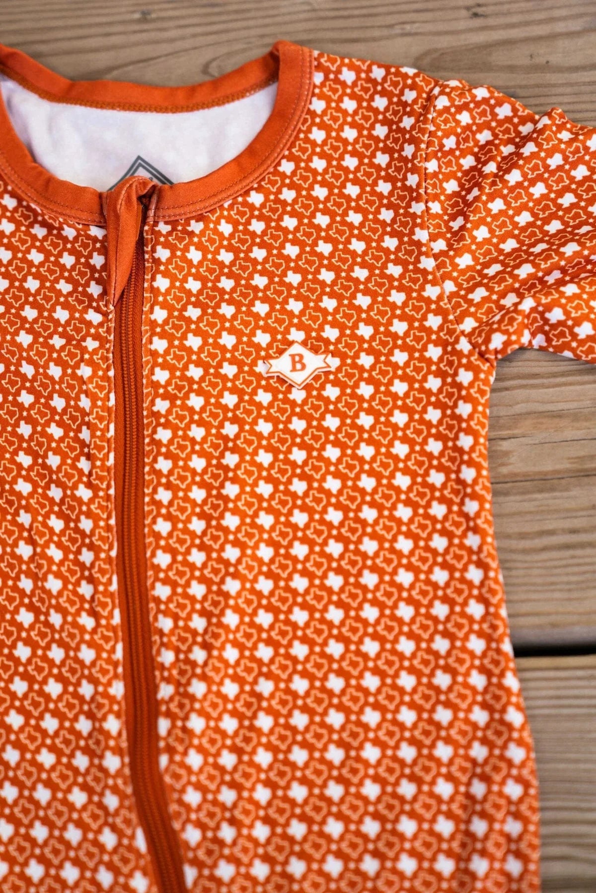 Burlebo Baby Zip Up | Texas - Orange & White