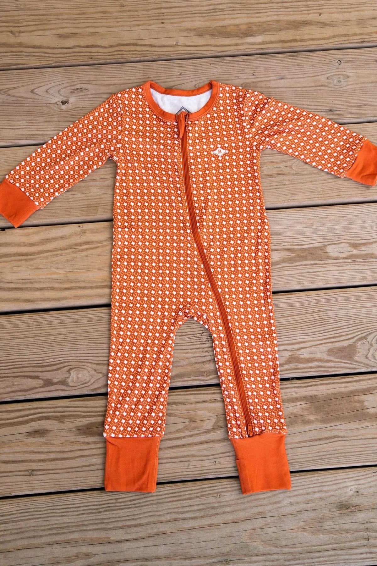 Burlebo Baby Zip Up | Texas - Orange & White