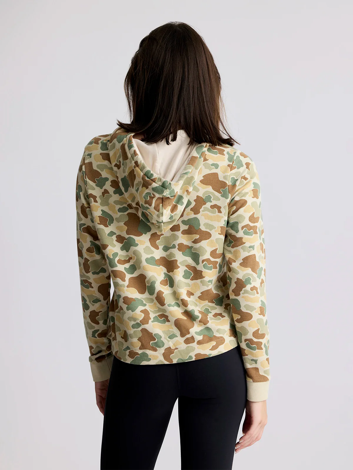 Free Fly Women's Bamboo Lightweight Fleece Cropped Hoodie | Vintage Camo