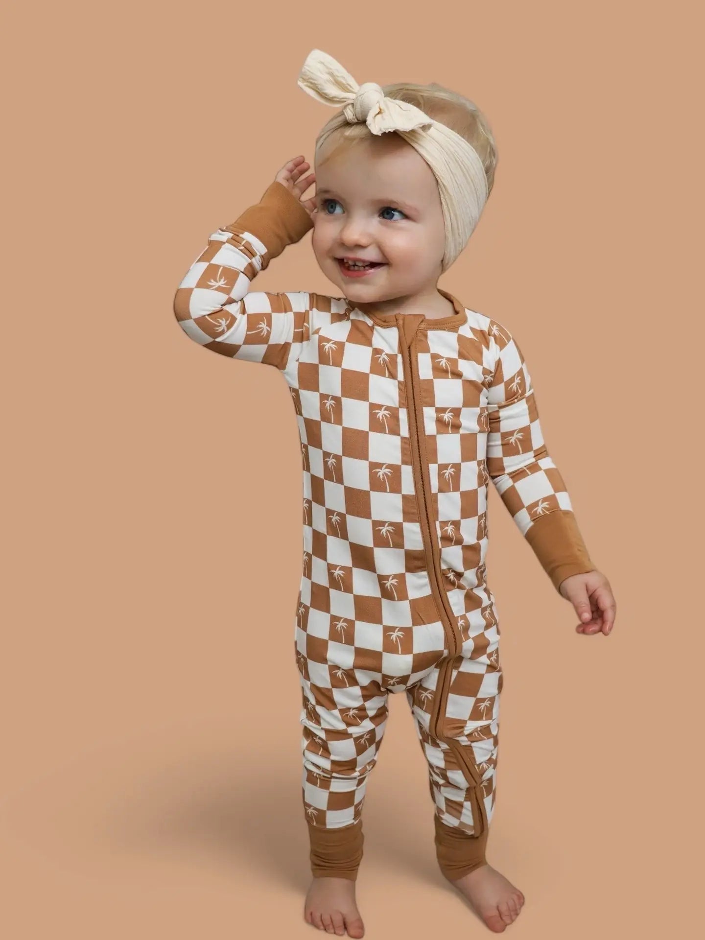 Sandy Beach Checkers Dream Romper
