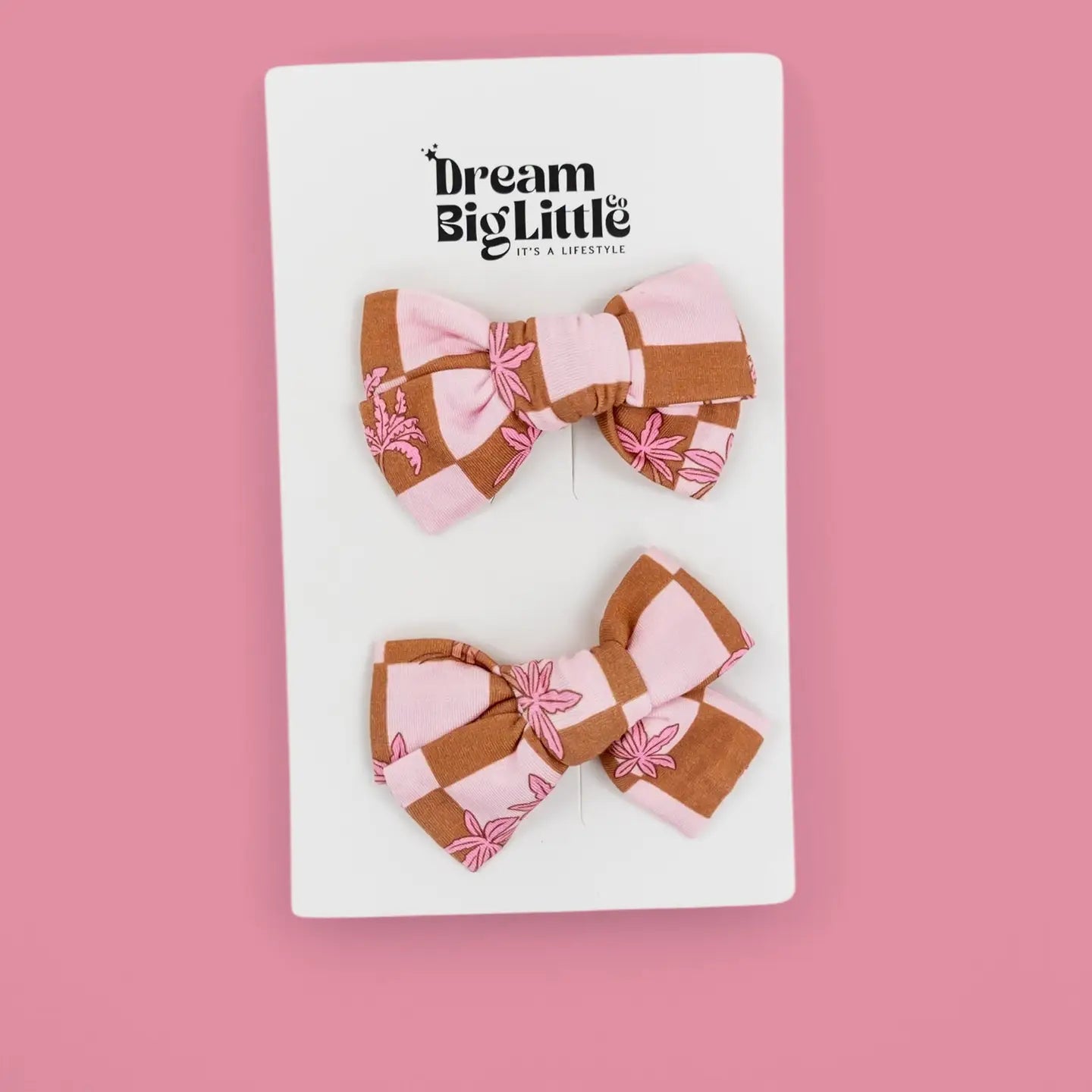 Sunset Beach Checkers Dream Bow Hair Clips