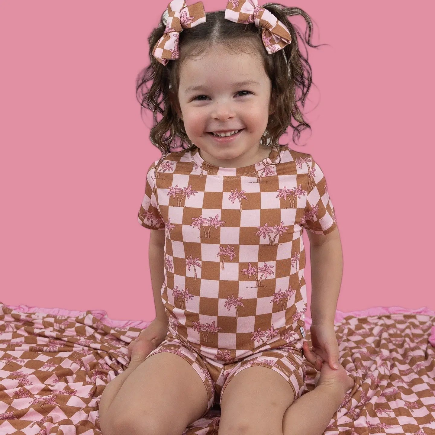 Sunset Beach Checkers Dream Bow Hair Clips