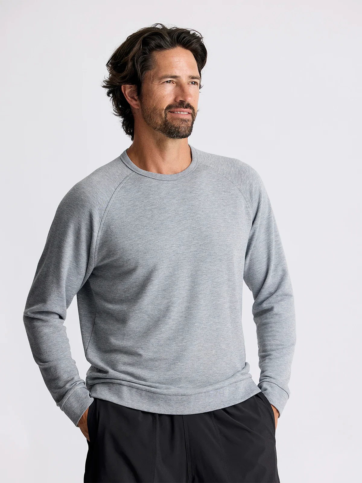 Free Fly Men's Bamboo Lightweight Fleece Crew | Heather Grey