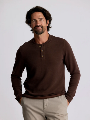 Free Fly Men's Waffle Long Sleeve Henley | Chestnut