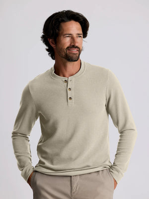 Free Fly Men's Waffle Long Sleeve Henley | Sandstone