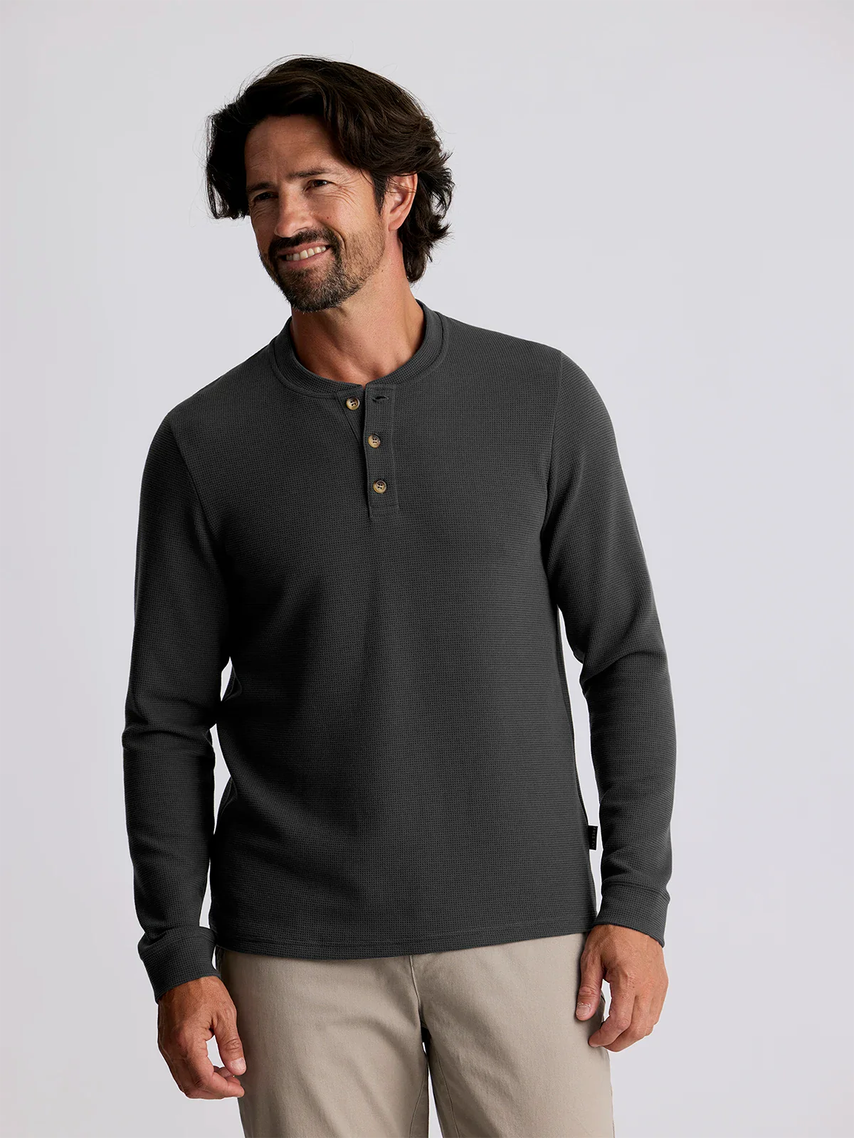 Free Fly Men's Waffle Long Sleeve Henley | Midnight