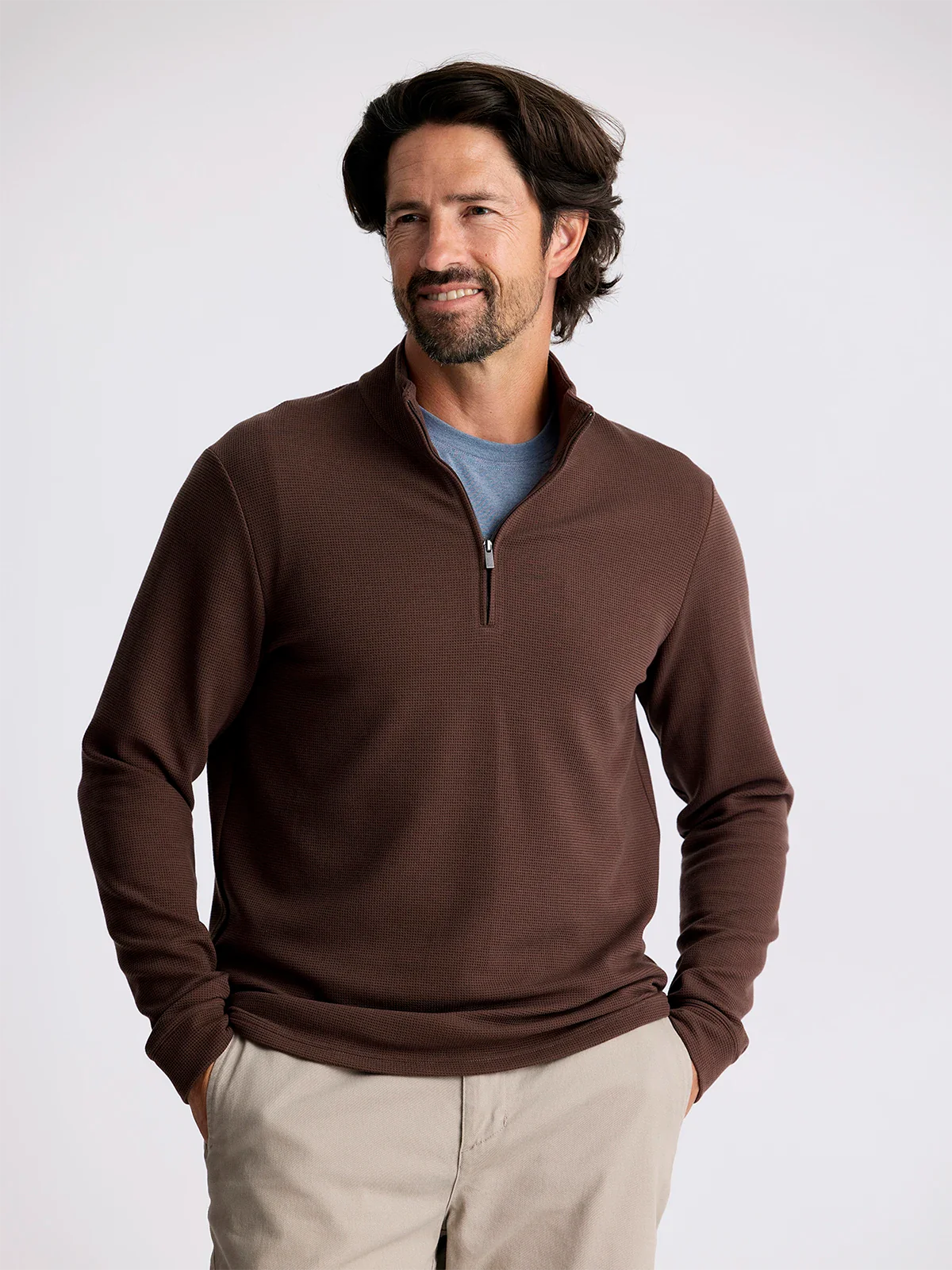 Free Men's Waffle Quarter Zip | Chestnut