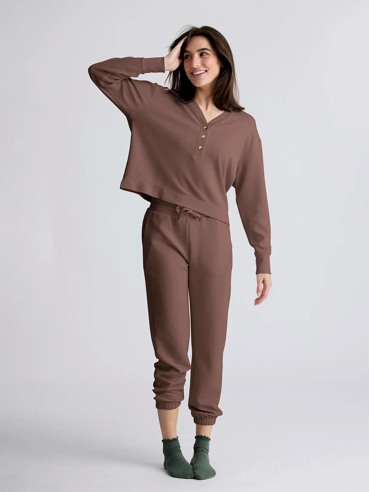 Free Fly Women's Waffle Long Sleeve Henley | Fig