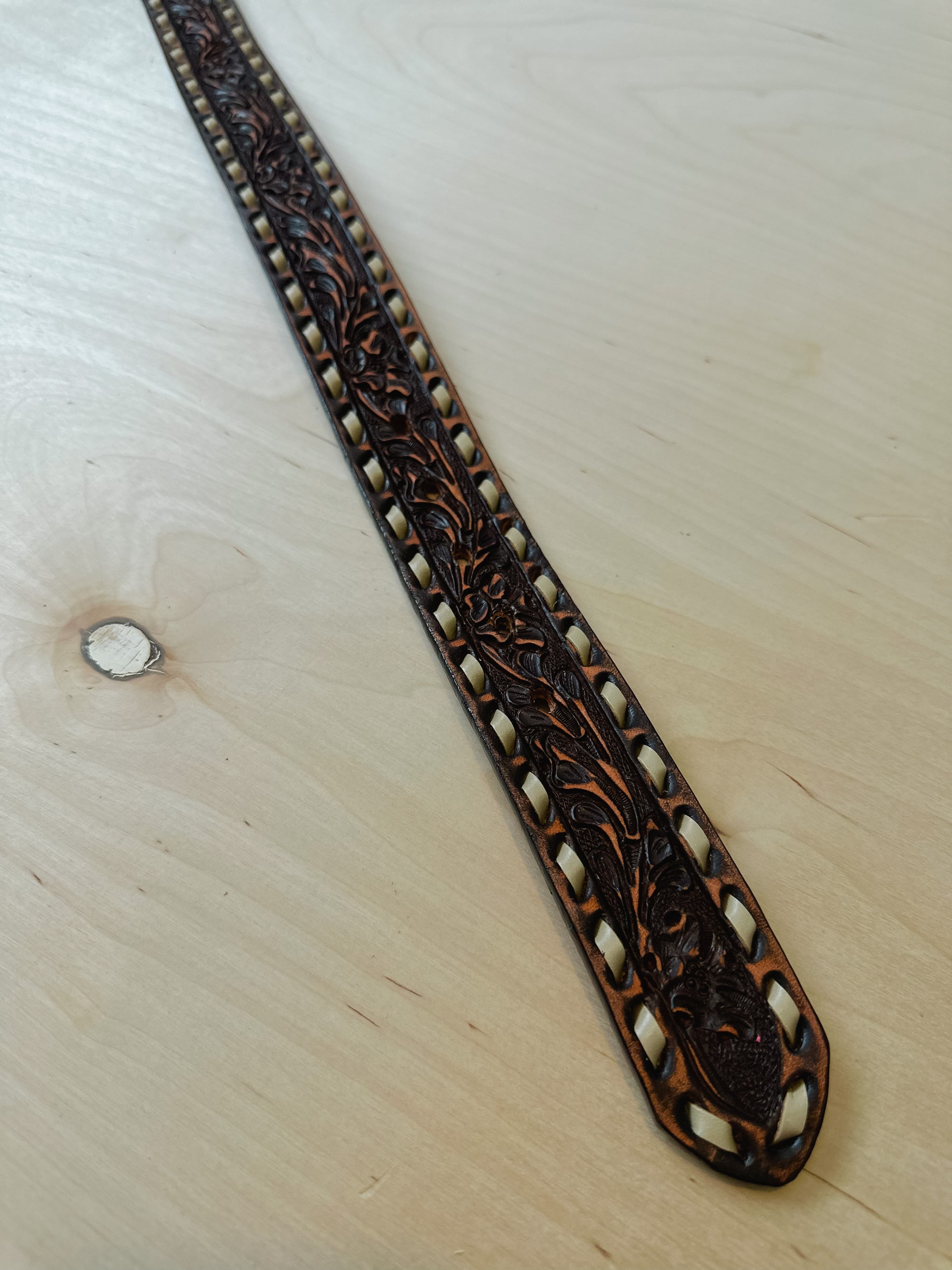 Double J Saddlery Women's Brown Vintage Tooled Belt