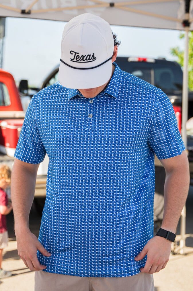 Burlebo Performance Polo | Texas Blue & White