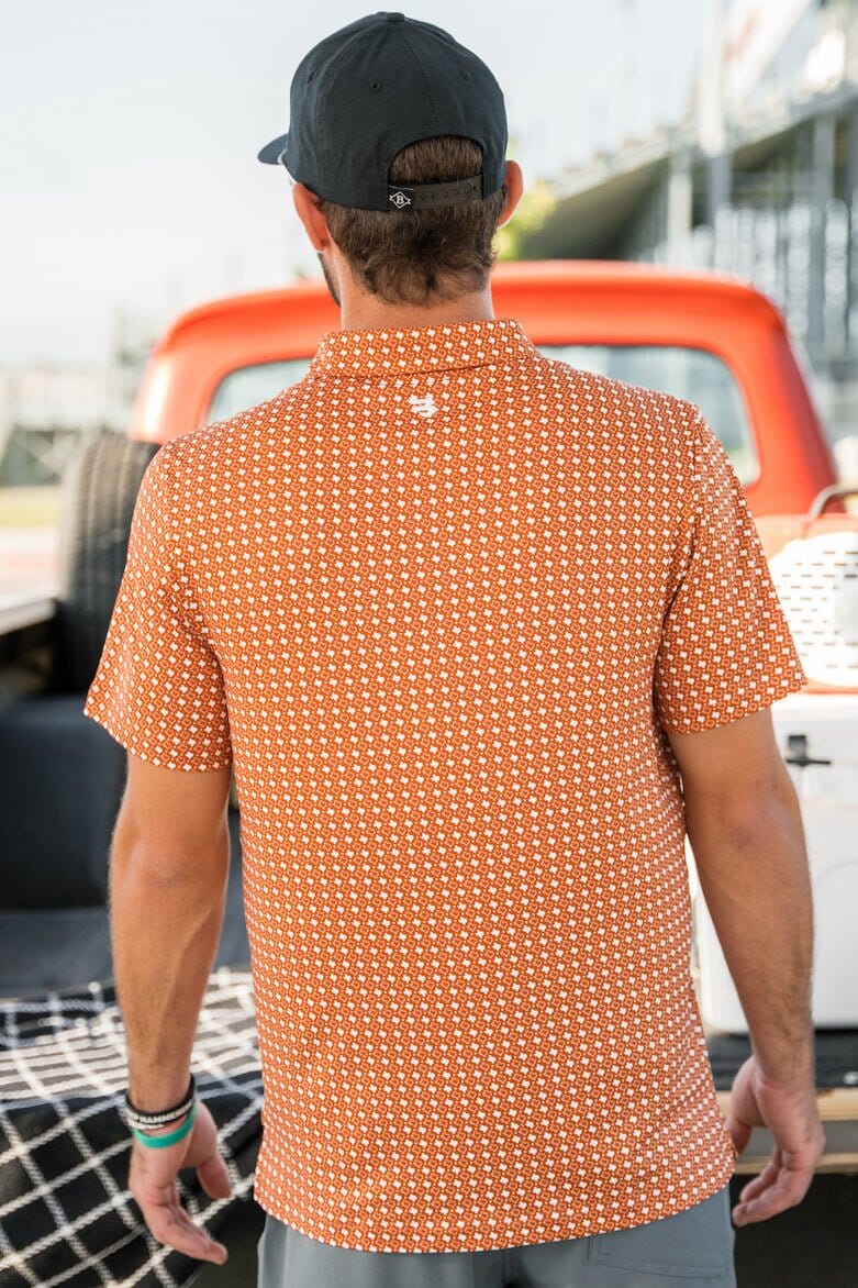 Burlebo Performance Polo | Texas Orange & White