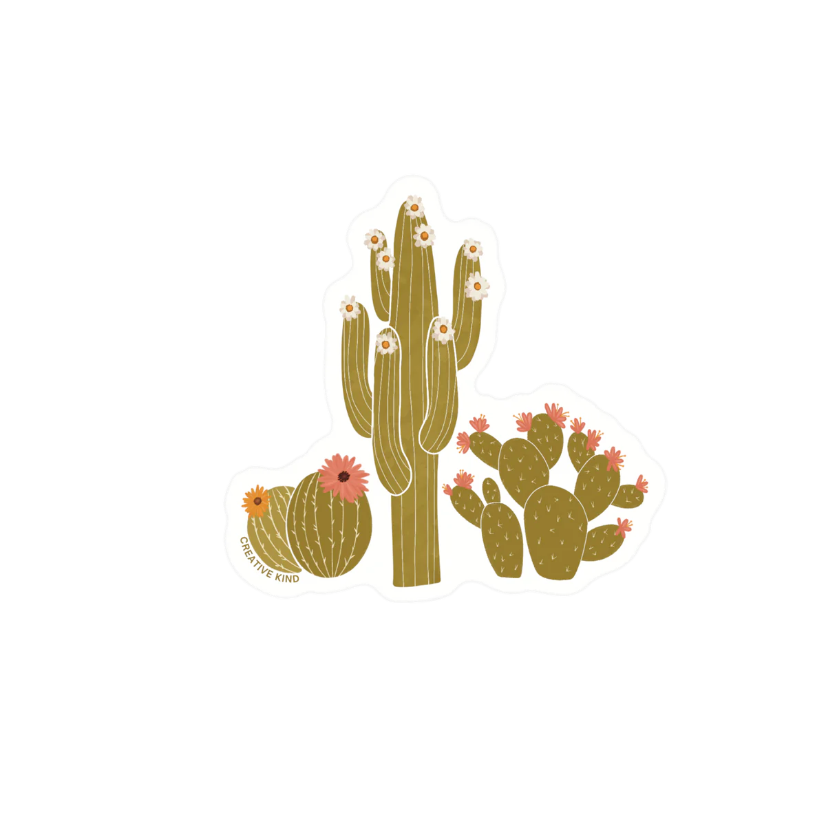 Pink Cactus Trio Clear Backing Sticker