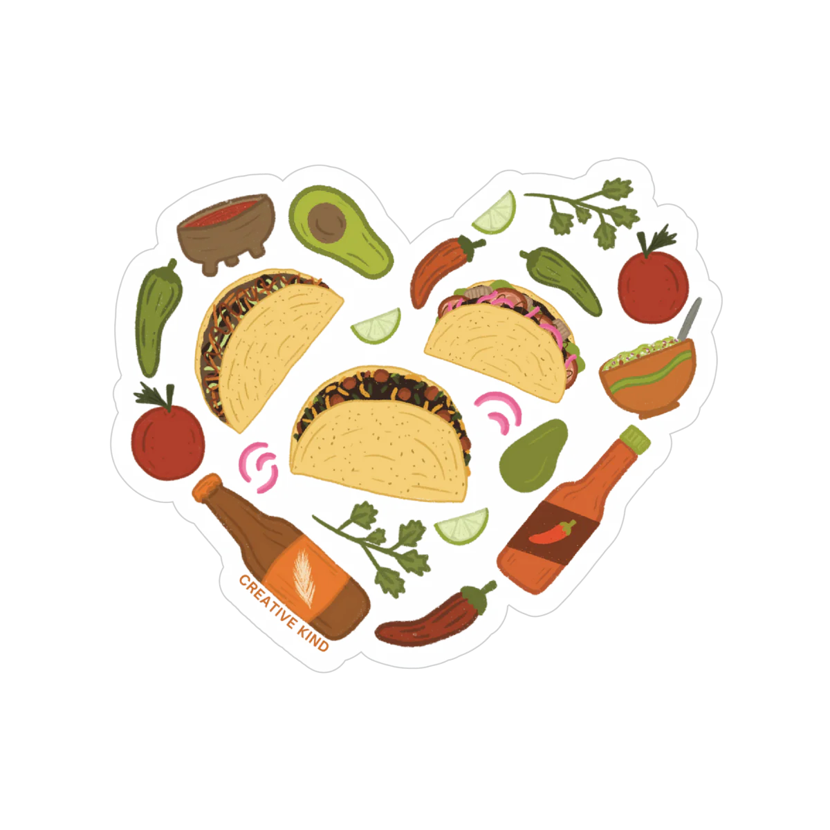 Taco Heart Sticker (Clear Backing)