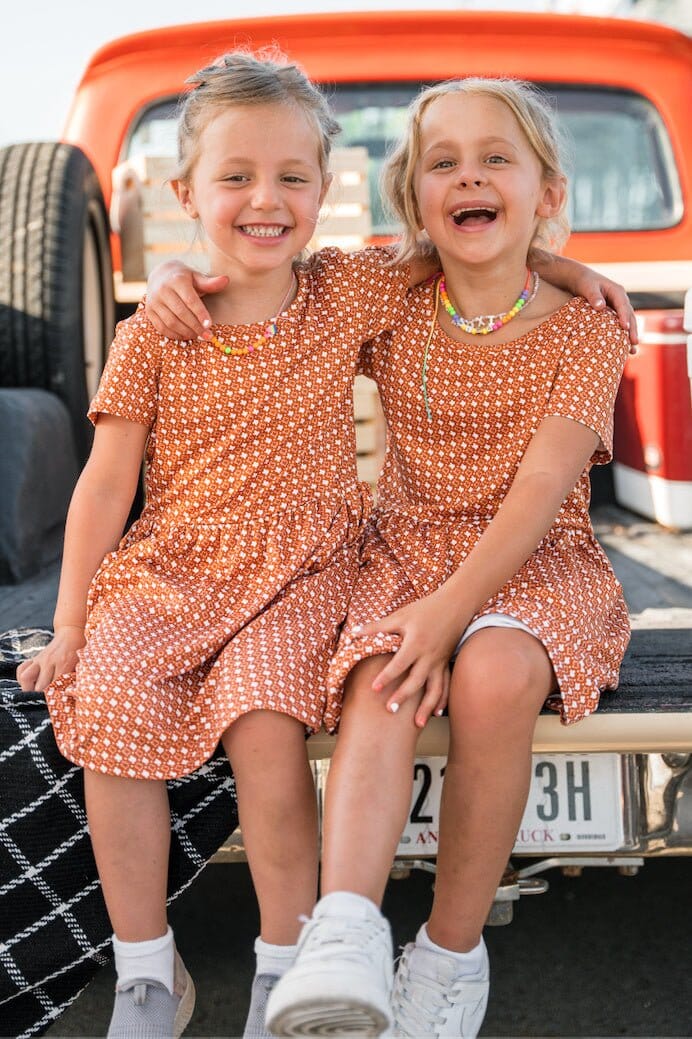 Burlebo Girl's Dress - Toddler & Youth - Texas Orange & White