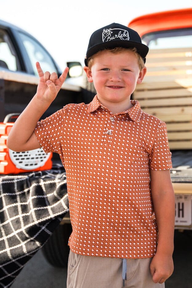 Burlebo Youth & Toddler Polo - Texas Orange & White