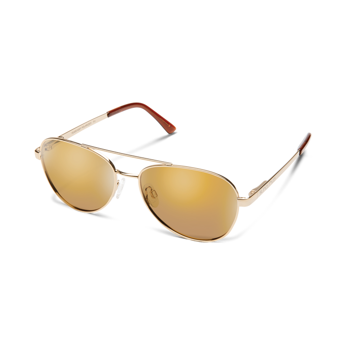 Suncloud Optics Callsign Sunglasses Gold: Polarized Sienna Mirror