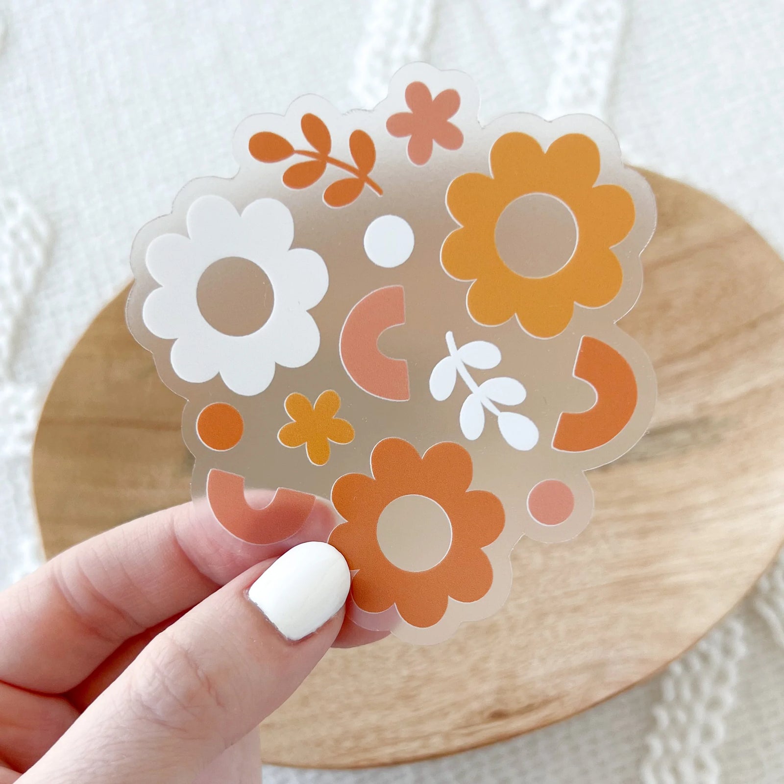 Beige Funky Floral Sticker