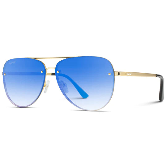 Wear Me Pro Jade Sunglasses - Gold / Mirror Blue Gradient Lens