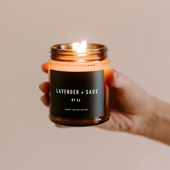 Lavender and Sage Soy Candle | Amber Jar Candle