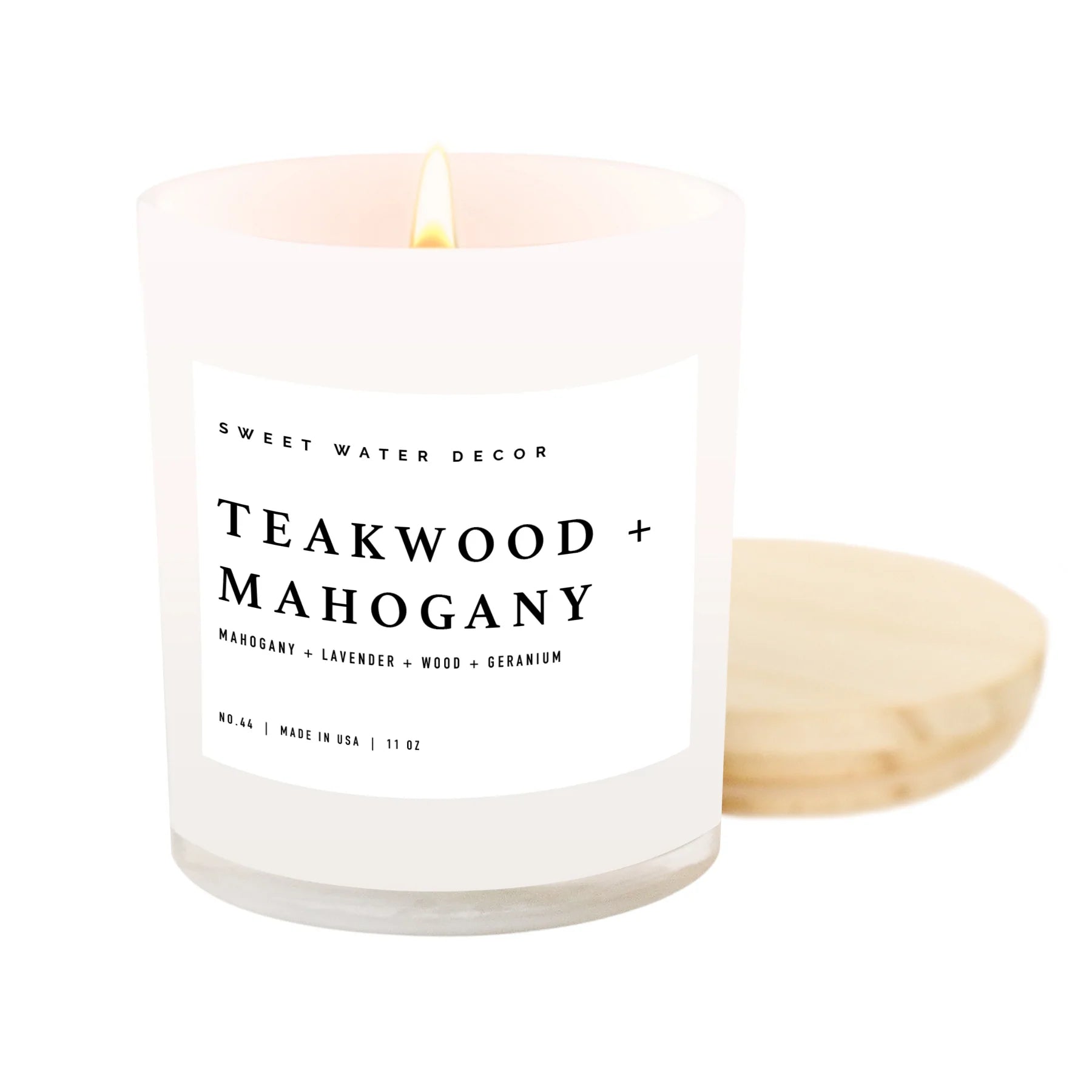 Sweet Water Decor Teakwood & Mahogany Soy Candle - 11 oz. White Jar