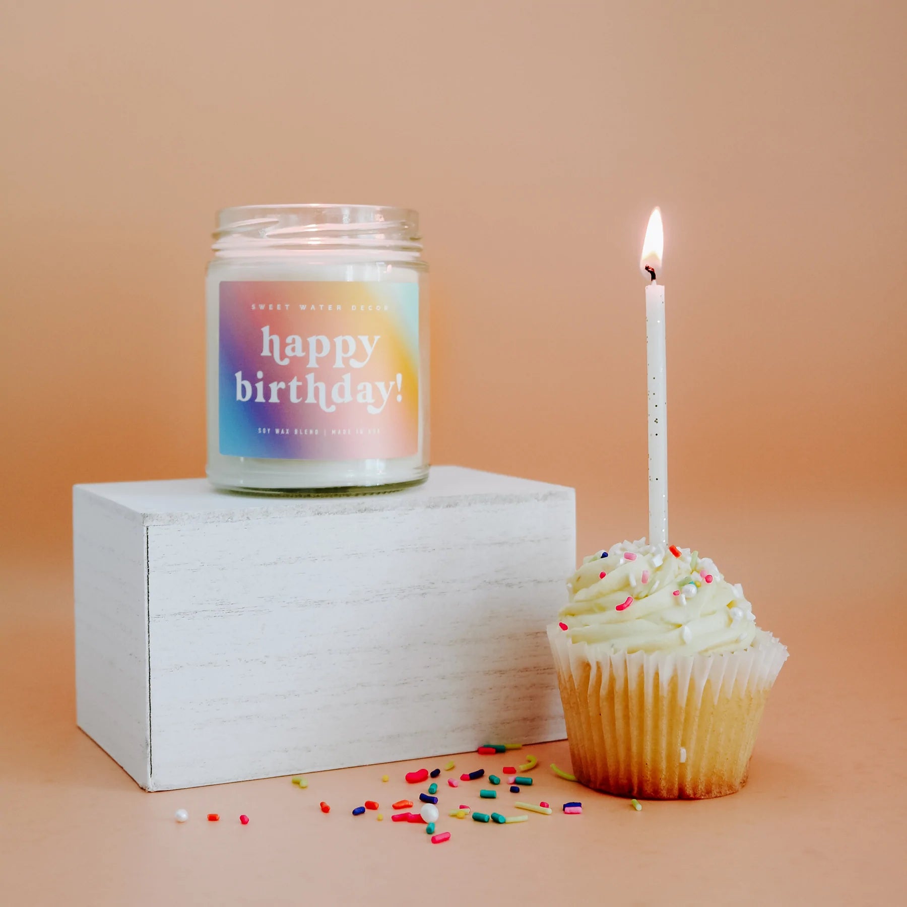 Happy Birthday Soy Candle - Clear Jar - 9 OZ.
