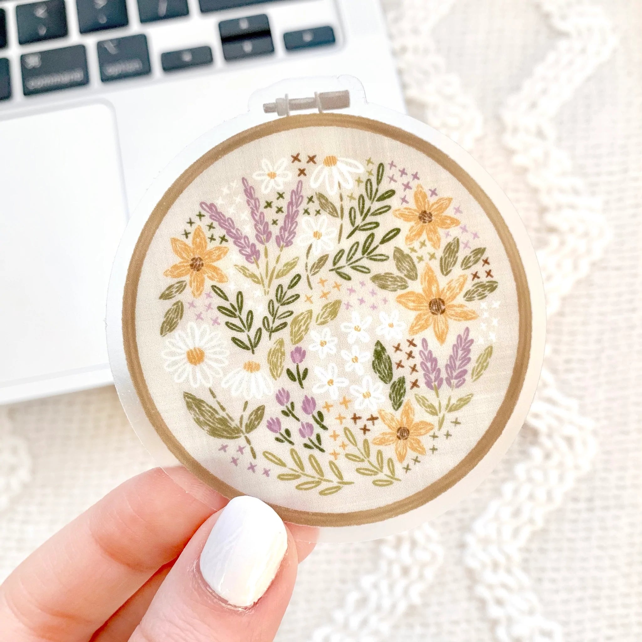Clear Embroidered Hoop Sticker - Southern Sol