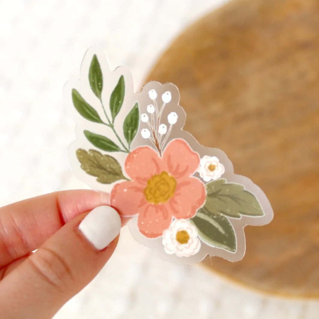 Clear Pink Camellia Sticker